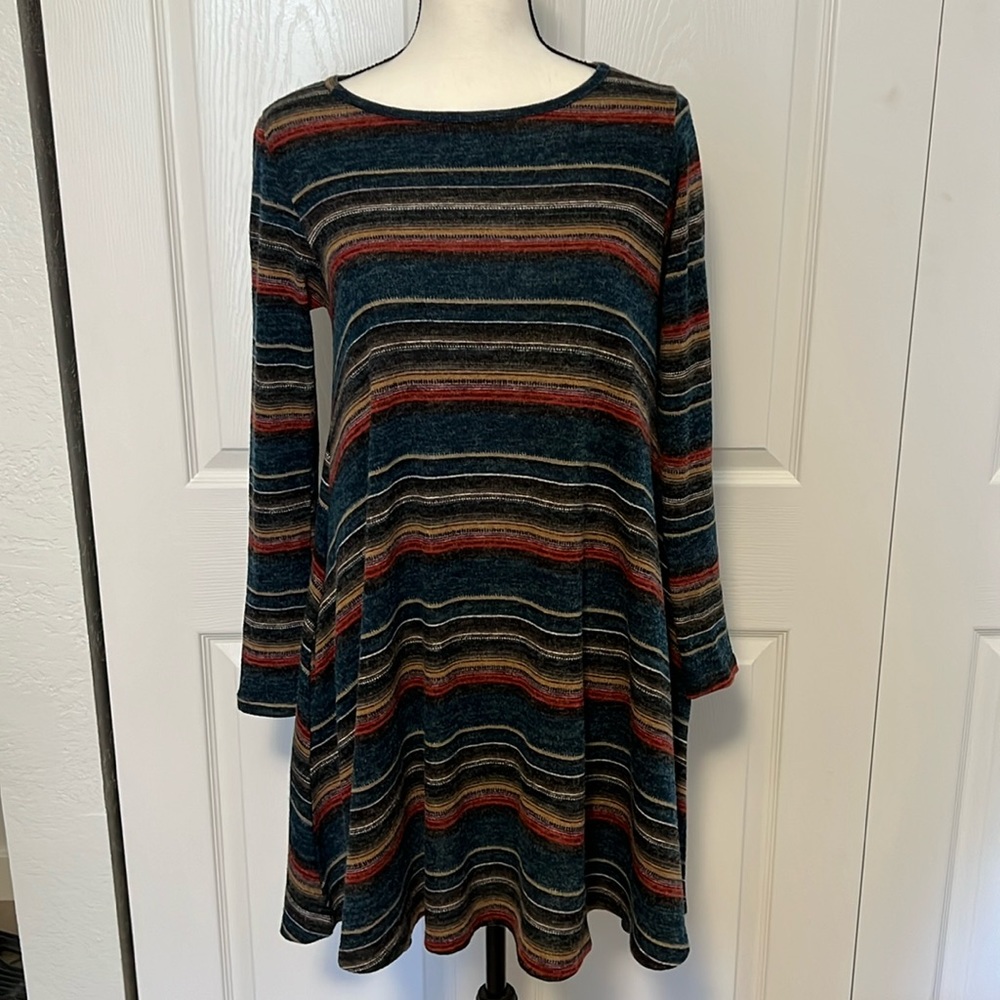 Long sleeve stripe fall dress